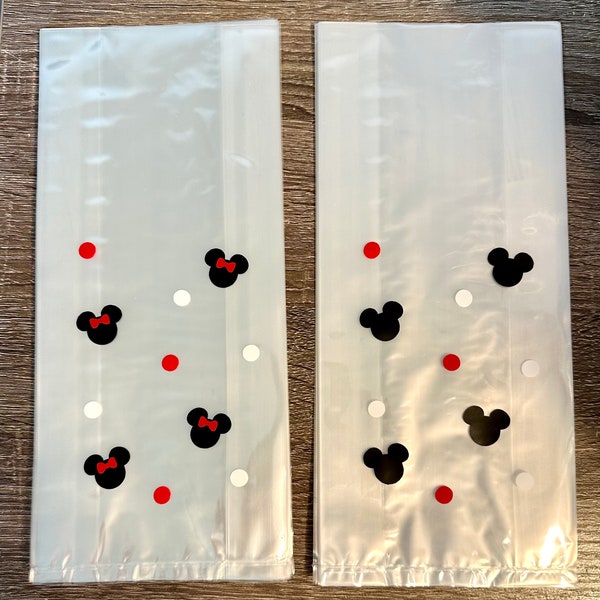 Mickey Mouse or Minnie Party Cellophane Bags Treat Sacks Favors Bag