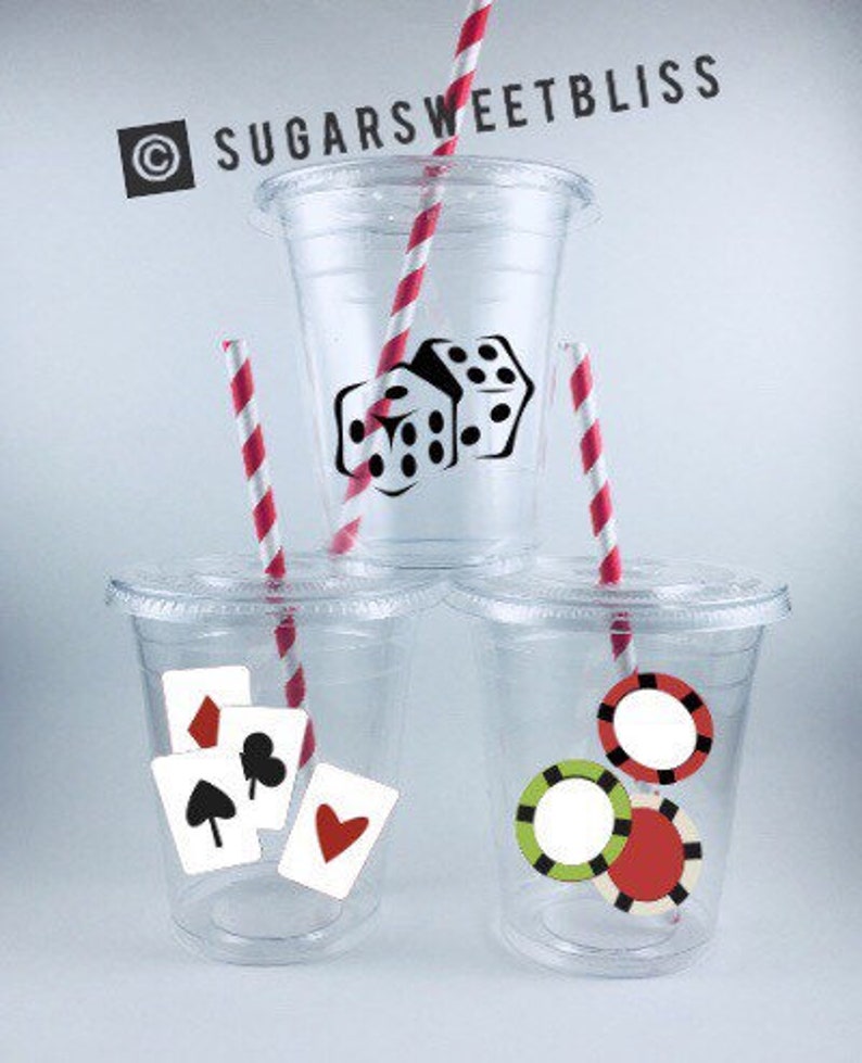 Casino Poker Party Cups Las Vegas Birthday Theme Gambling Etsy