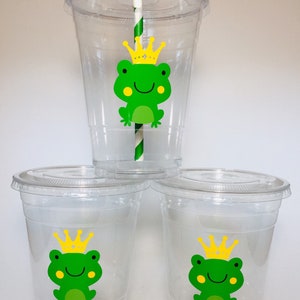 Frog Prince PARTY CUPS Birthday Princess Favors Cup Set Personalized Lids Straws