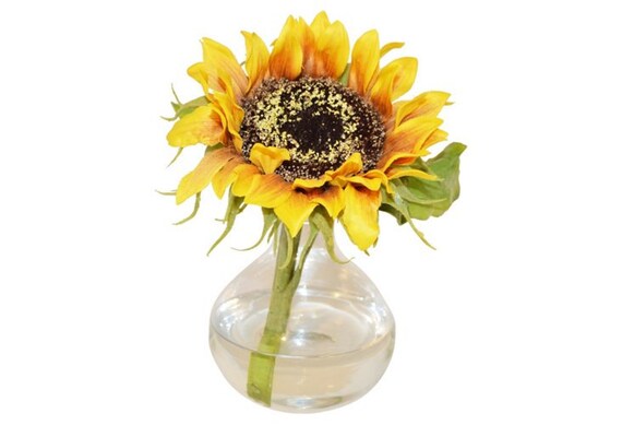Single Sunflower In Bubble Vase Faux The French Bee Etsy