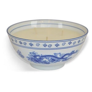 Blue and White Dragon Pattern Bowl, 3 Wick Candle | The French Bee, Hand Poured, Handmade, Handcrafted, Fragrance, Gift