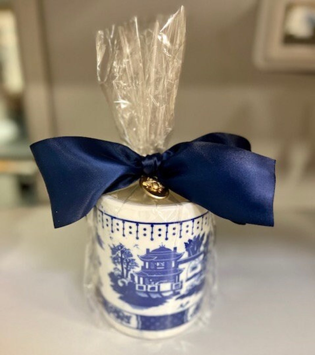 Boîte de Mouchoirs Chinoise Porcelaine Bleu Fleurs L23xP9xH14cm - Fine