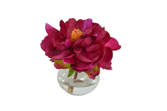 Fuchsia Peony In Bubble Vase The French Bee Realistic Etsy