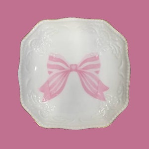 Pink Bow Bon Bon Porcelain Small Dish 4"x4"