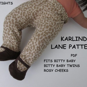 PDF pattern fits bitty baby, bitty baby twins and Rosy Cheeks doll shoe tights