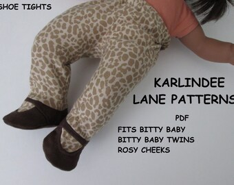 PDF pattern fits bitty baby, bitty baby twins and Rosy Cheeks doll shoe tights