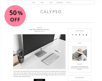 Responsive Premade Blogger Template - Minimalist Design - Simple white Blog - Photography - Theme Blogspot