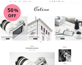 Premade Blogger Template - Responsive Premade Template - Clean Minimalist template - Slide Show - Photography Fashion Blogspot Theme