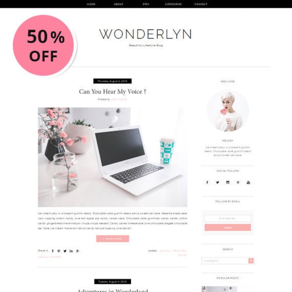 Responsive Premade Blogger Template - Minimalist Design - Simple Blog - Fashion - Theme Blogspot