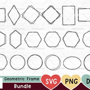 Geometric border svg bundle, double frame svg, hexagon frame svg, circle border svg, square frame, rectangle frame svg, polygon