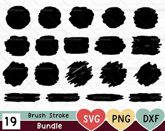 Brush Stroke SVG Bundle, Paint  Hand drawn splatter badge, stencil Label Background Tag, Silhouette, Keychain SVG png dxf - Digital Download