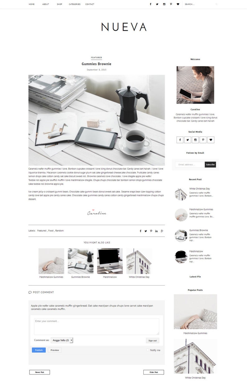 Premade Blogger Template Responsive Premade Template Minimalist template Slider Photography Fashion Slide Show Theme Blogspot image 3