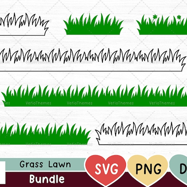 Grass SVG Bundle, Grassy Lawn SVG, Print SVG, Cut Files outline, Silhouette  Cricut svg,  Row of Grass, svg png dxf -Digital Download