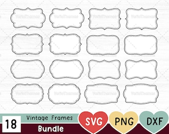 Vintage Frame Badge SVG Bundle, Classic Decorative Border, Retro Label Badge Tag, Cricut, Silhouette, Layered  svg dxf png, instant download