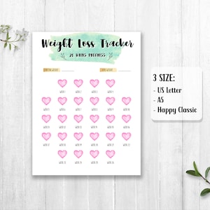 Afdrukbare Weight Loss Tracker, Wekelijkse Weight Tracker, Measurement Tracker, Weight Watchers, Measurement Tracker, Instant Download