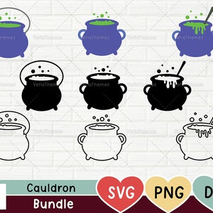 Cauldron SVG Bundle, Magic Potion Boiler Clipart, Brew Caldron Witch and Wizard, Cricut, Silhouette, Layered Outline, Direkter Download