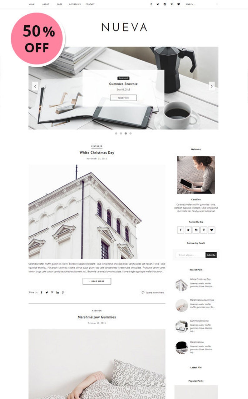 Premade Blogger Template Responsive Premade Template Minimalist template Slider Photography Fashion Slide Show Theme Blogspot image 1