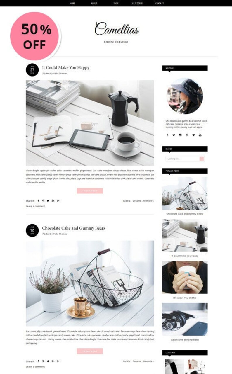 Premade Blogger Template Responsive Fashion Template Minimalist Blogger
