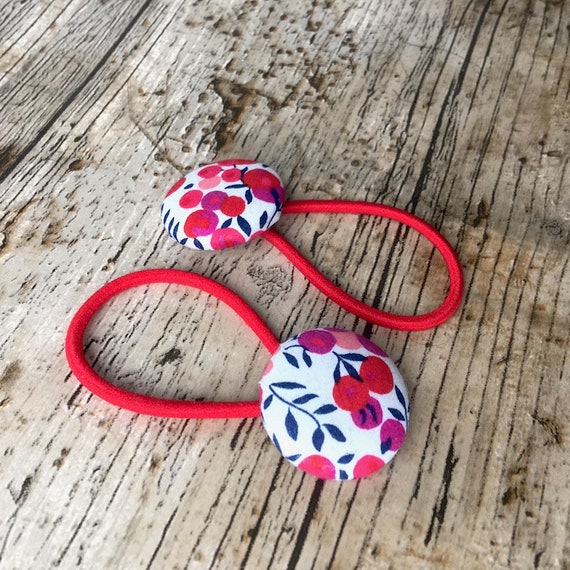 Floral Fabric Hair Tie Elastic Hair Ties Pink Hair Ties Red Etsy