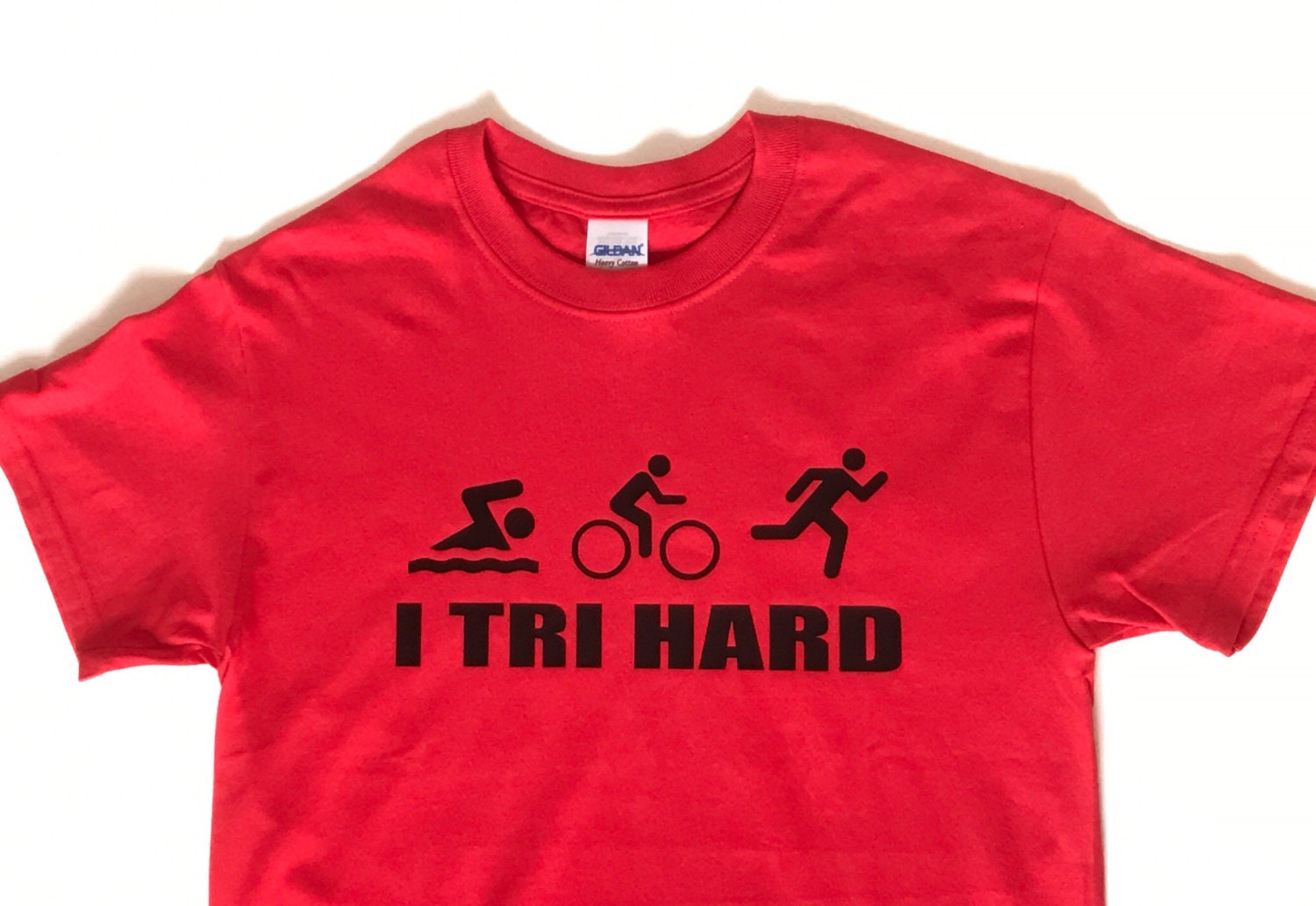 I TRI Hard triathlon shirt swim bike run triathlon Etsy
