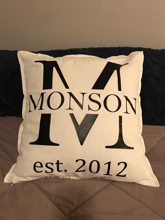 Monogrammed Decorative Pillow Monogrammed Pillowcase Etsy