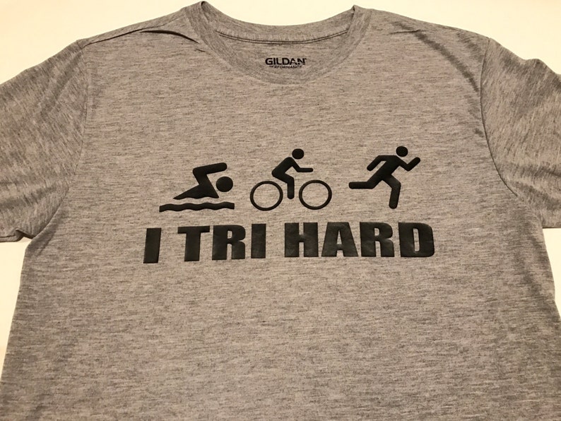 I TRI Hard Triathlon Shirt Swim Bike Run Triathlon Etsy