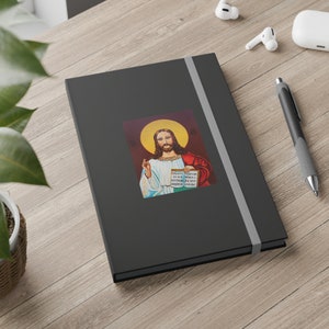 Jesus Icon Color Contrast Notebook - Ruled Religious Gift Christian Gift Orthodox icon artist painting printed on notebook - Jesus Notebook