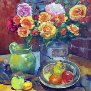 Roses and Peonies in my Kitchen