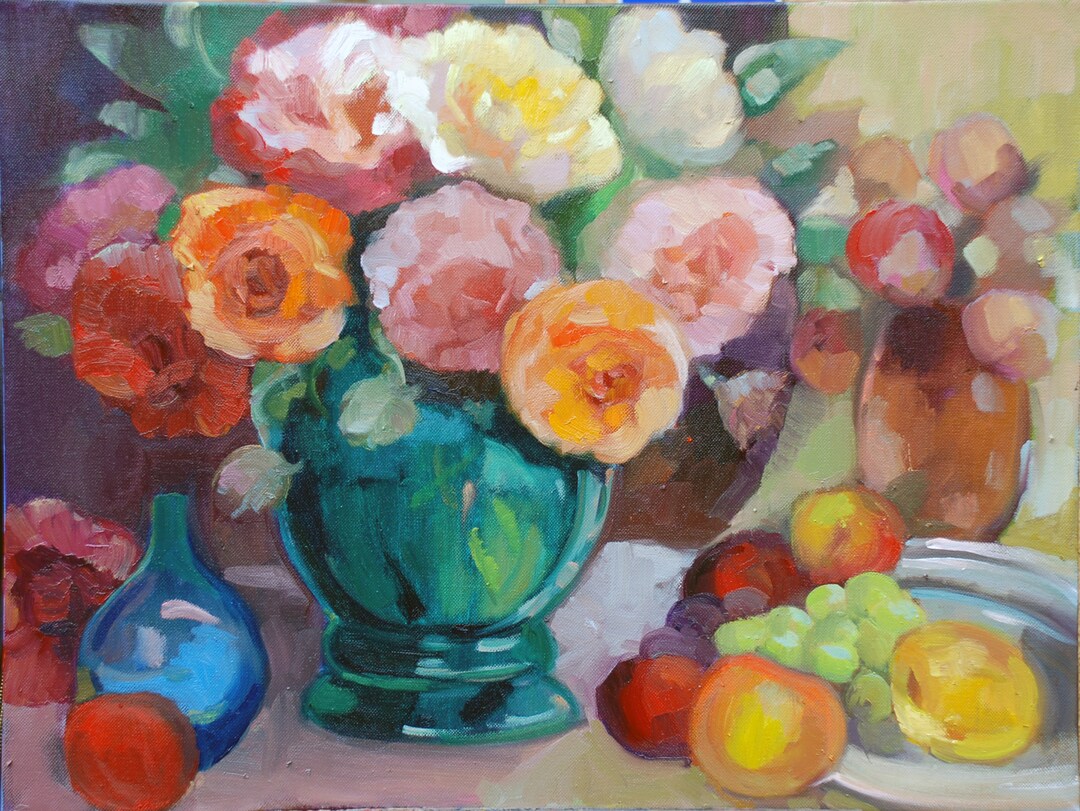 花 果物 油彩画 アクリル画 大きなキャンバス 現代 美術 アート絵画