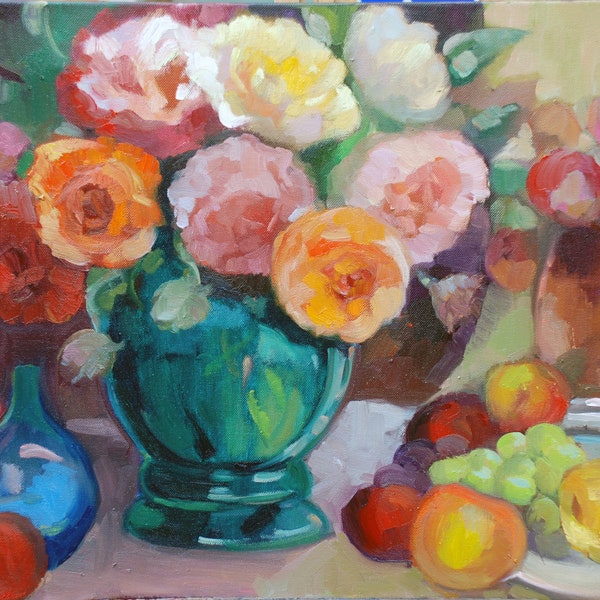 Still life with Roses and Fruit