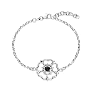 Sterling Silver Whitby Jet Yorkshire Rose Bracelet