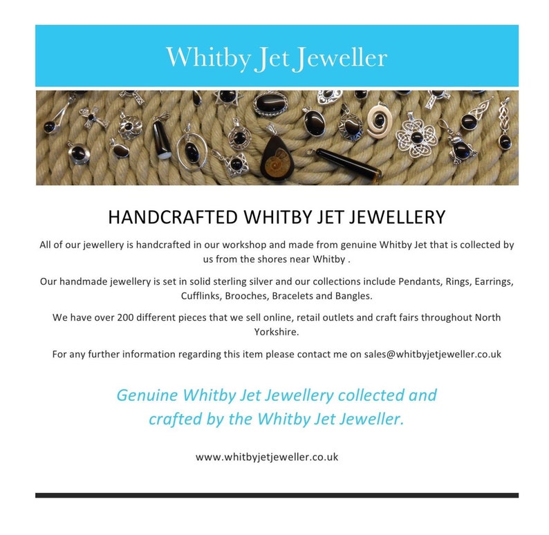 WHITBY JET Rose Pendant set in solid sterling silver