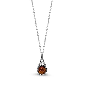 Sterling Silver Amber Small Hedgehog Pendant