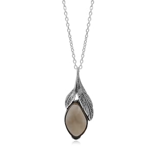 Sterling Silver Smoky Quartz Feather Pendant