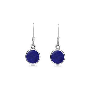 Sterling Silver Lapis Lazuli Round Drop Earrings