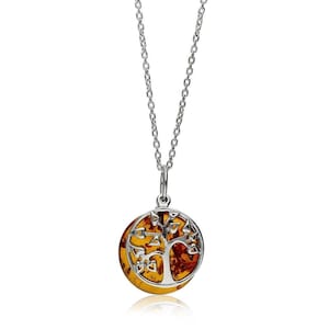 Sterling Silver Amber Tree of Life Pendant