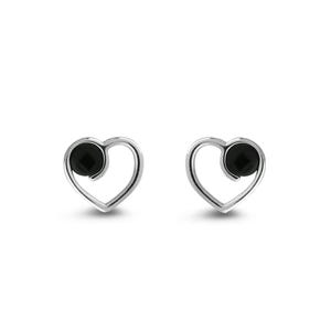Sterling Silver Whitby Jet Ball Heart Stud Earrings