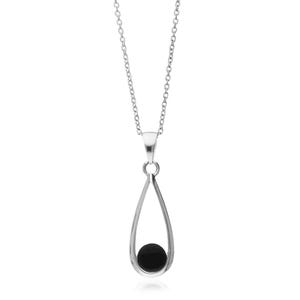 Sterling Silver Whitby Jet Designer Round Drop Pendant