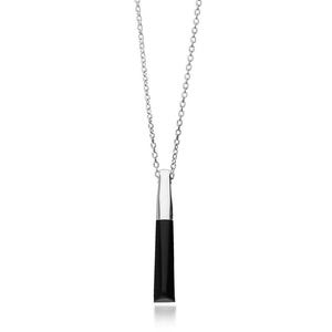 Sterling Silver Whitby Jet Large Designer Bar Pendant