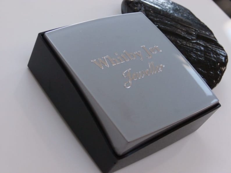 WHITBY JET Rose Pendant set in solid sterling silver