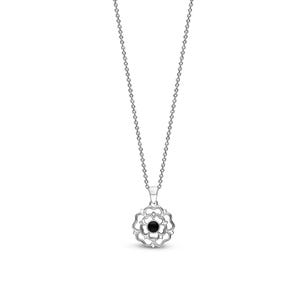 Sterling Silver Small Whitby Jet Yorkshire Rose Pendant