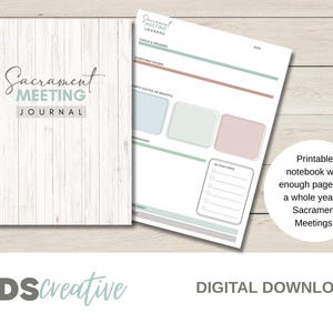 LDS Sacrament Meeting Journal: Printable Church Notes (Digital Download)