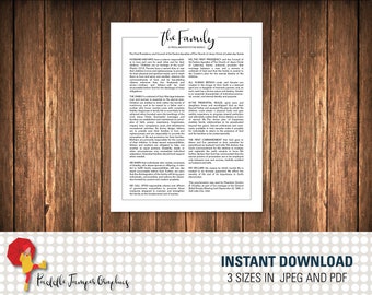 The Family A Proclamation to the World Cards-lds-printable - Etsy