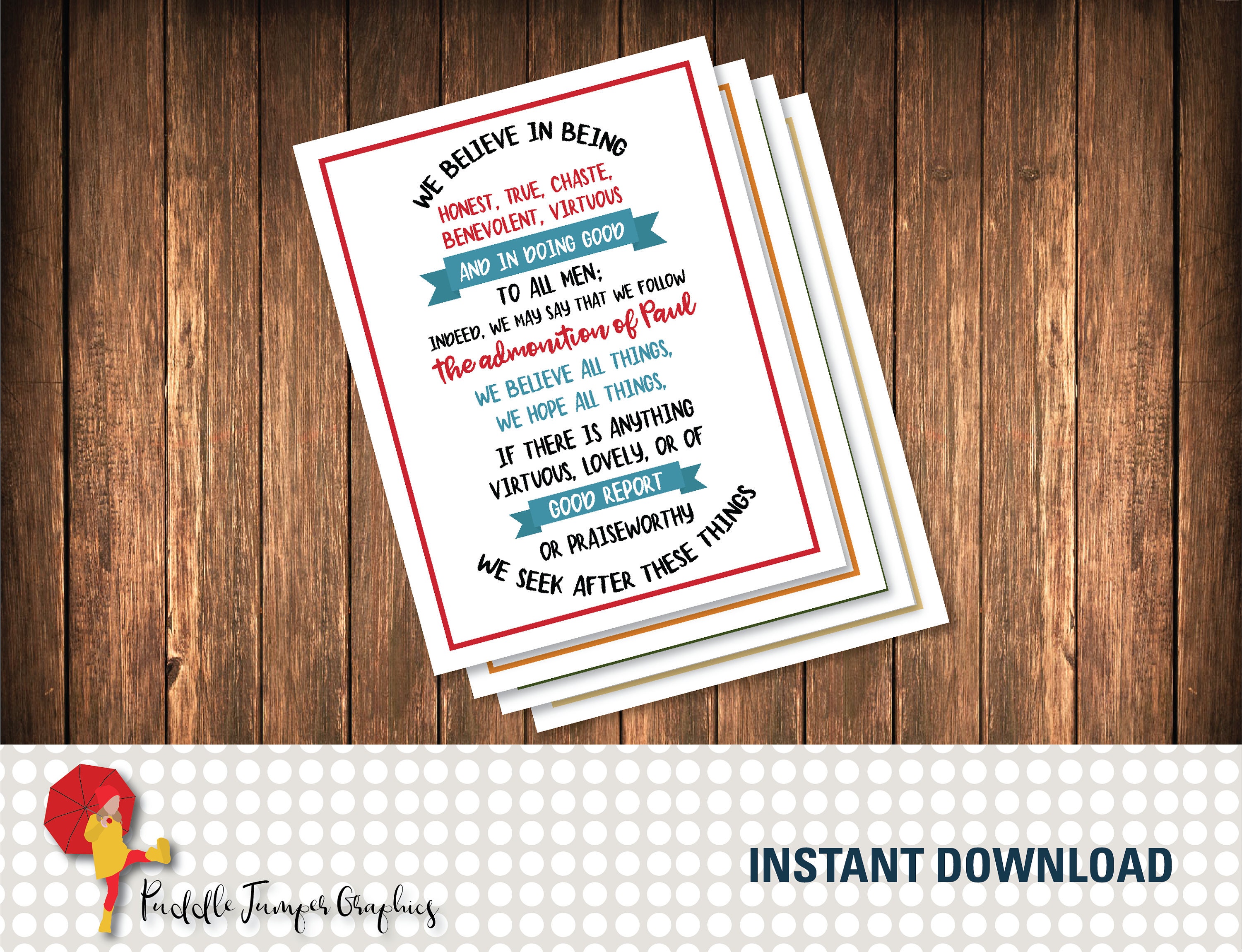13 Articles of Faith Church of Jesus Christ of Latter-day - Etsy