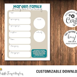 Family Home Evening Chart | FHE | LDS | family night | FHE assignments | Customizable download | Church of Jesus Christ | Come Follow Me