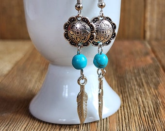 Turquoise blue petite dreamcatcher earrings