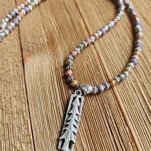 Silver forest pine pendant and Picasso Czech glass necklace