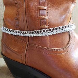 Délicat argent &strass double brin boot bling, bijoux de bottes en strass, strass irisé Vitrail