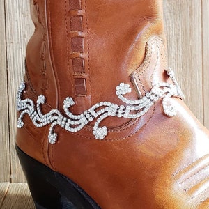 Bridal rhinestone swirl boot bracelet Western wedding boot jewelry