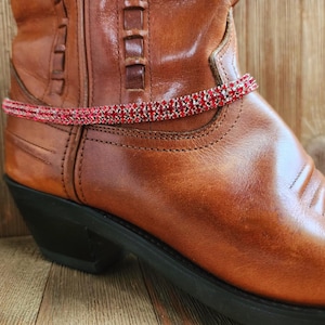 Ruby red rhinestone sparkle boot bracelet